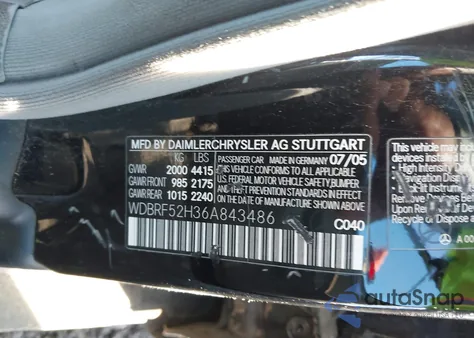 2006 Mercedes-Benz C 230 Sport from USA, damaged, VIN WDBRF52H36A843486